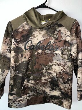 Cabela's Kids Camo Hooded Jacket in Brown & Green